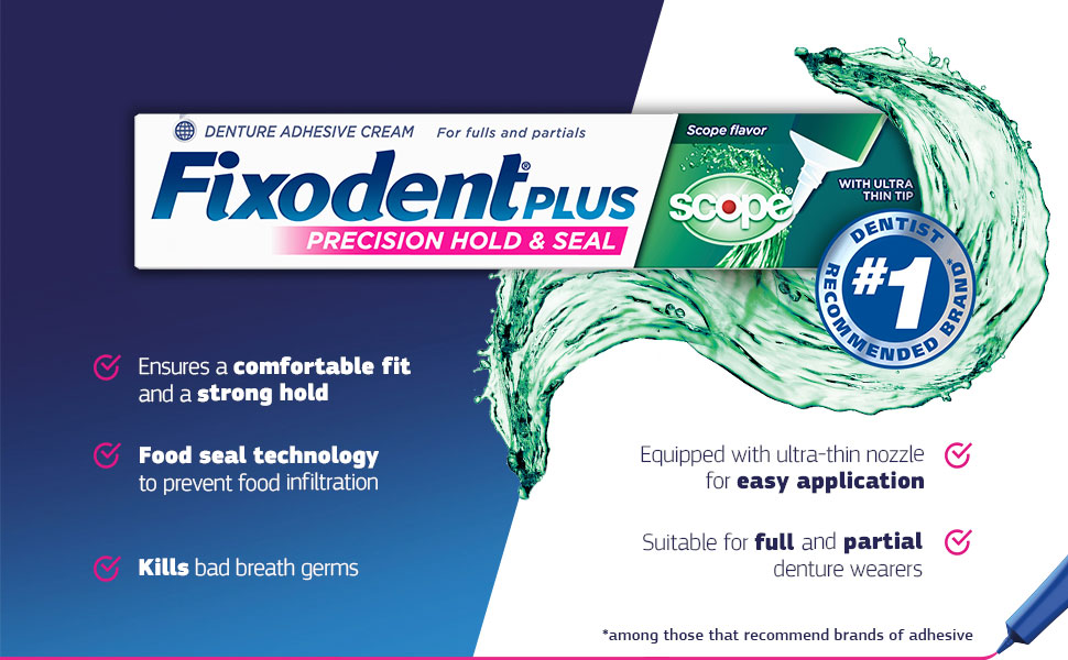 Keo dán hàm răng giả Fixodent Plus Scope 57g/ Mỹ