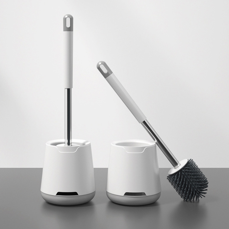 Toilet brush no dead corner household toilet long handle wall-mounted Nordic silicone brush set creative bathroom artifact