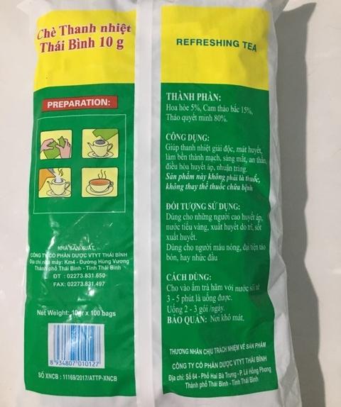 TRÀ THANH NHIỆT THÁI BÌNH 100GÓI