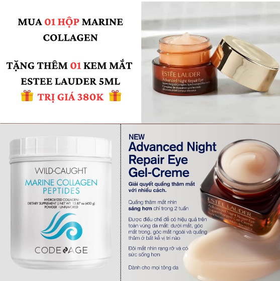 [HÀNG CÔNG TY] Bột Collagen Giúp Trẻ Hóa Căng Mịn Da Codeage Marine Collagen Peptides 450g