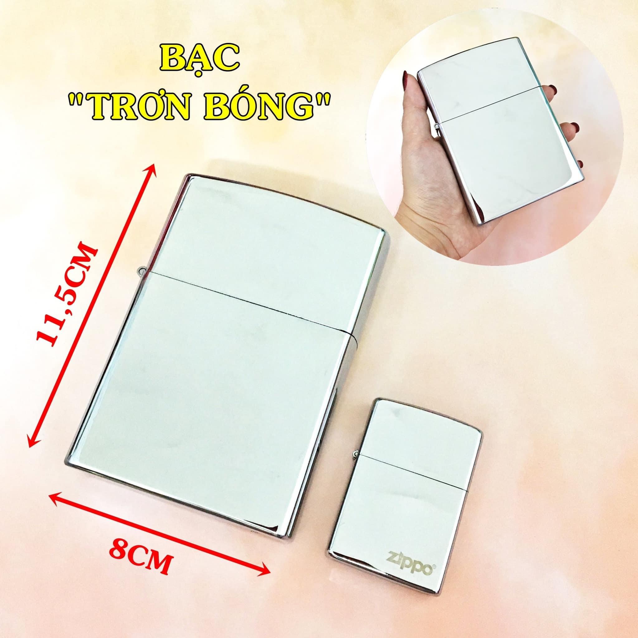 BẬT LỬA ZIPPO KHỔNG LỒ BẠC BÓNG (SIZE: 8CM X 11,5CM) NẶNG: 500 GAM - (XÀI XĂNG)