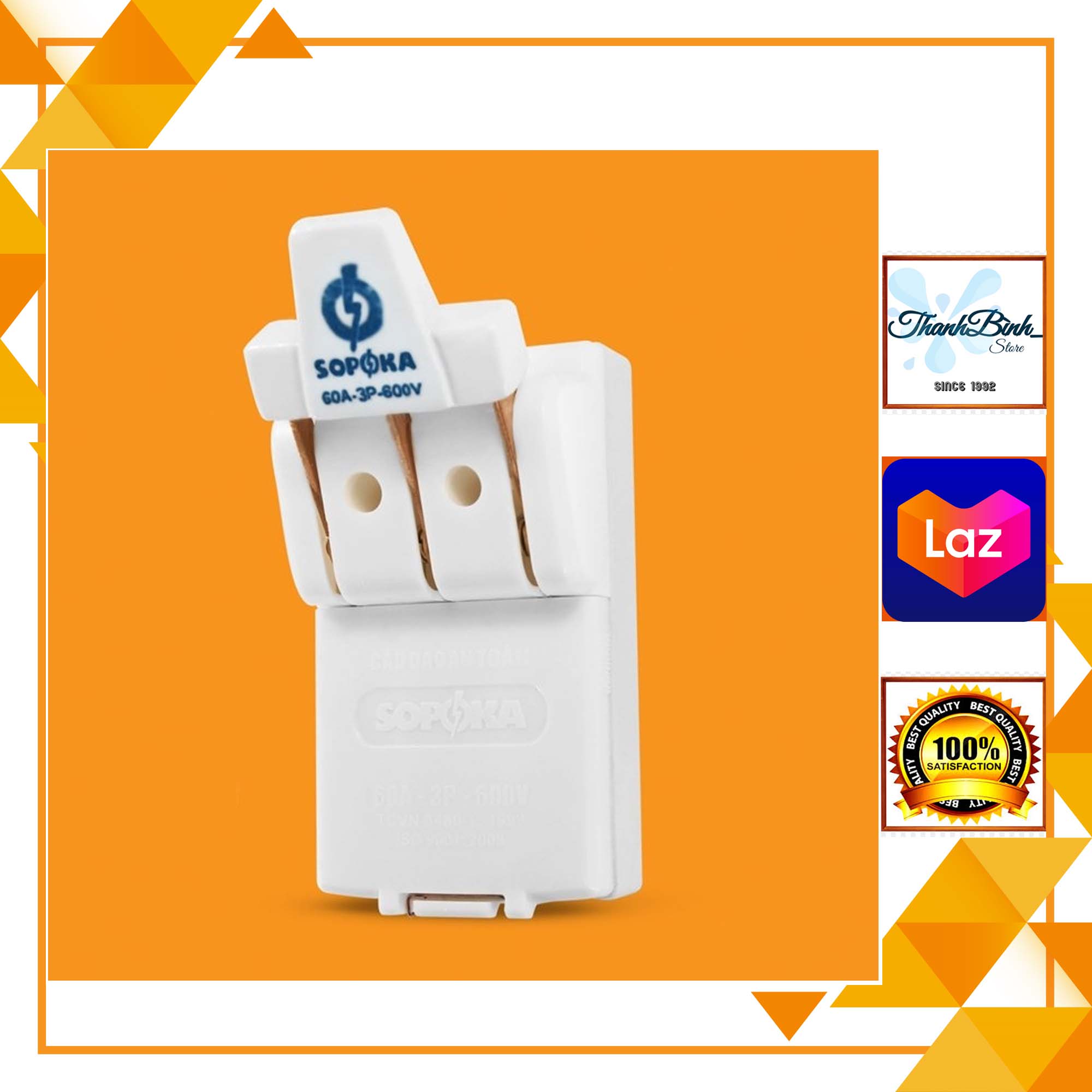 Cầu dao đế sứ 3 pha- 30a/ 60a sopoka/ vinakip- chống cháy