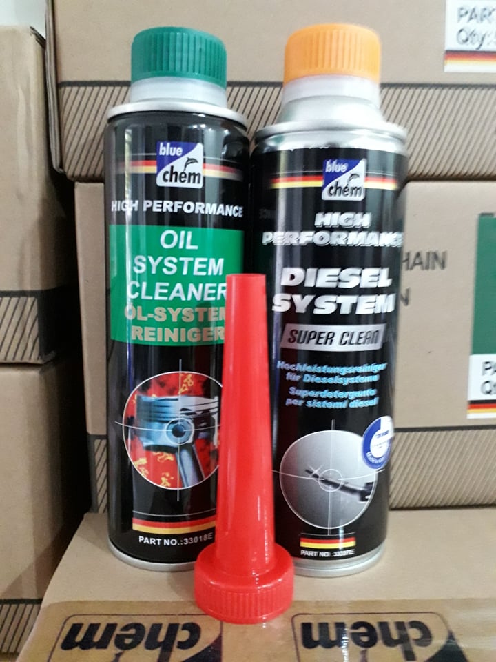 combo bộ 2 phụ gia Bluechem máy dầu vệ sinh động cơ , vệ sinh buồn đốt và hệ thống dầu diesel