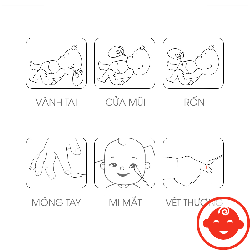 Tăm Bông Cho Bé Sơ Sinh Vcool (Hộp 200 Que)