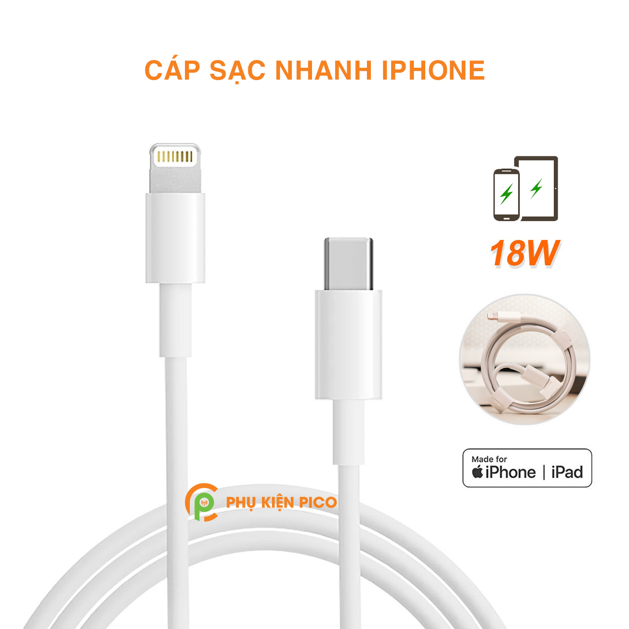 Cáp sạc Iphone 11/ Iphone 11 Pro Max - Cáp sạc nhanh Iphone 18w - Dây sạc nhanh iphone