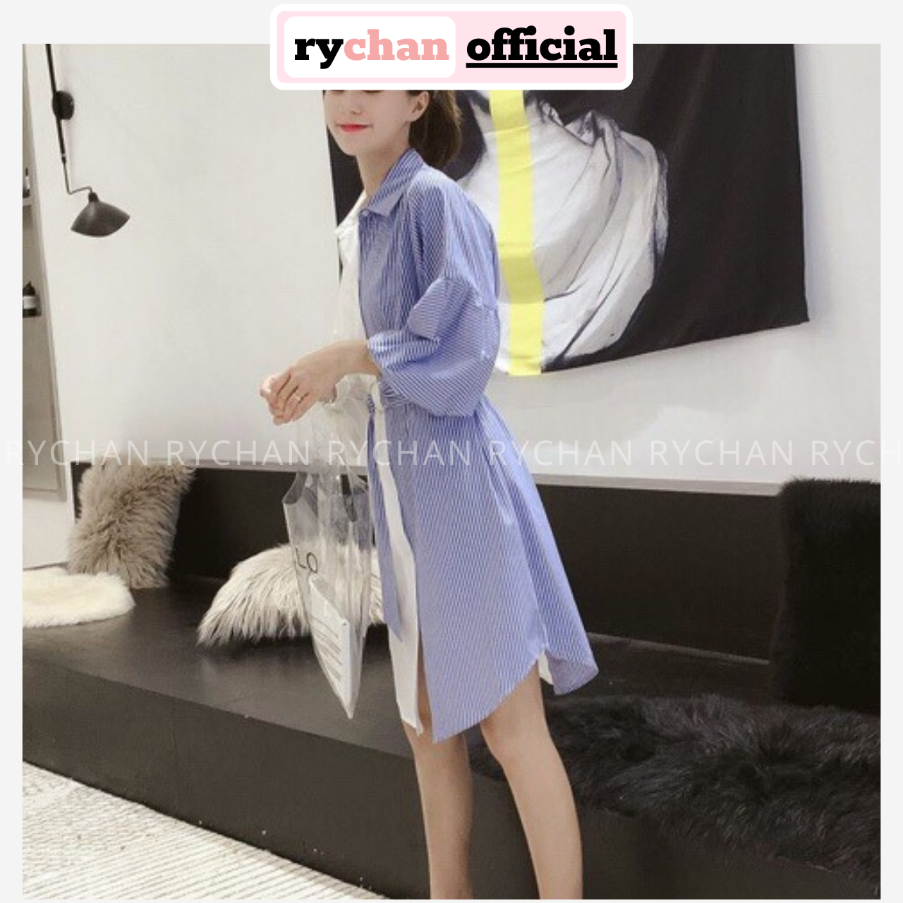[ẢNH THẬT CUỐI] DS643 - Đầm Suông Phối Sọc Kèm Belt