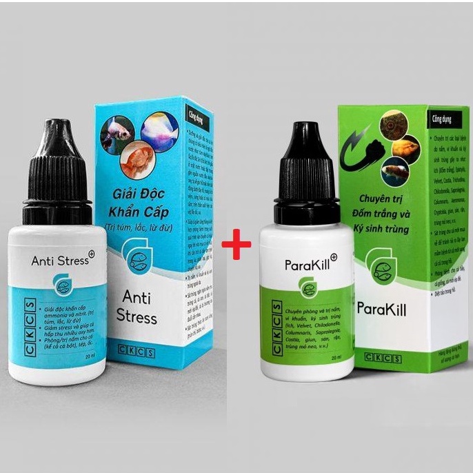 Anti Stress & Parkill Giải Độc Khẩn Cấp, trị túm, lắc, lừ đừ cá cảnh