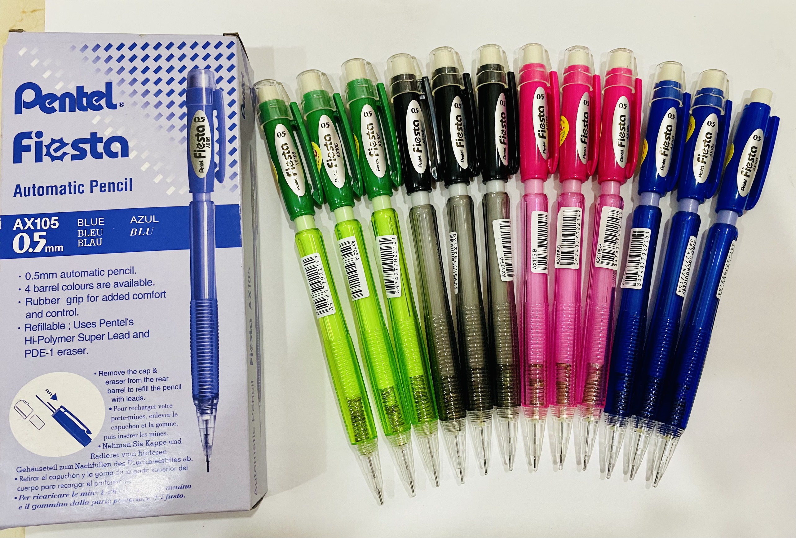 Hộp bút chì bấm Pentel Ngòi 0.5mm (AX105/ A255/ AX125T) (12 cây/Hộp)