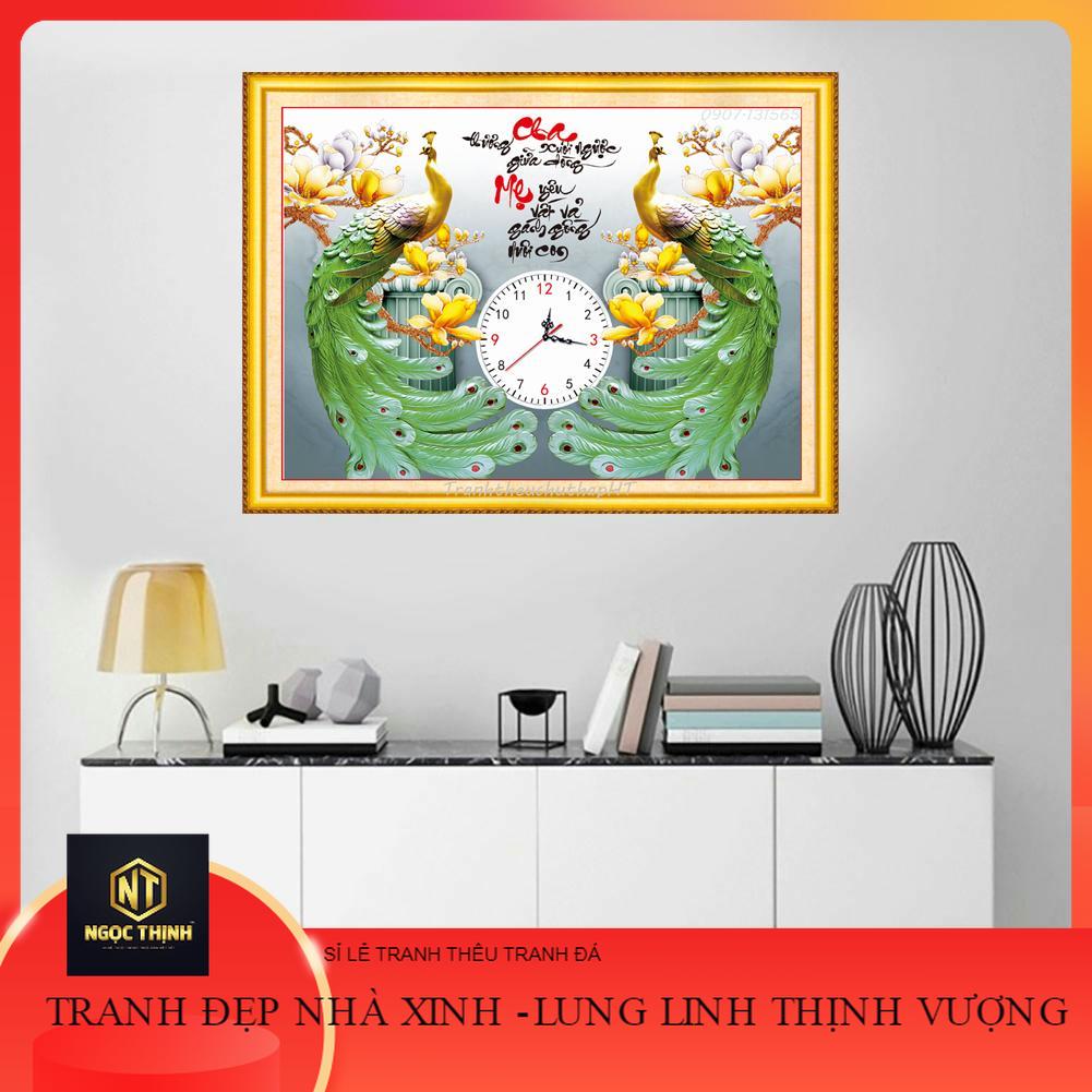 Tranh thêu chữ thập cha mẹ lv3157 - tự thêu