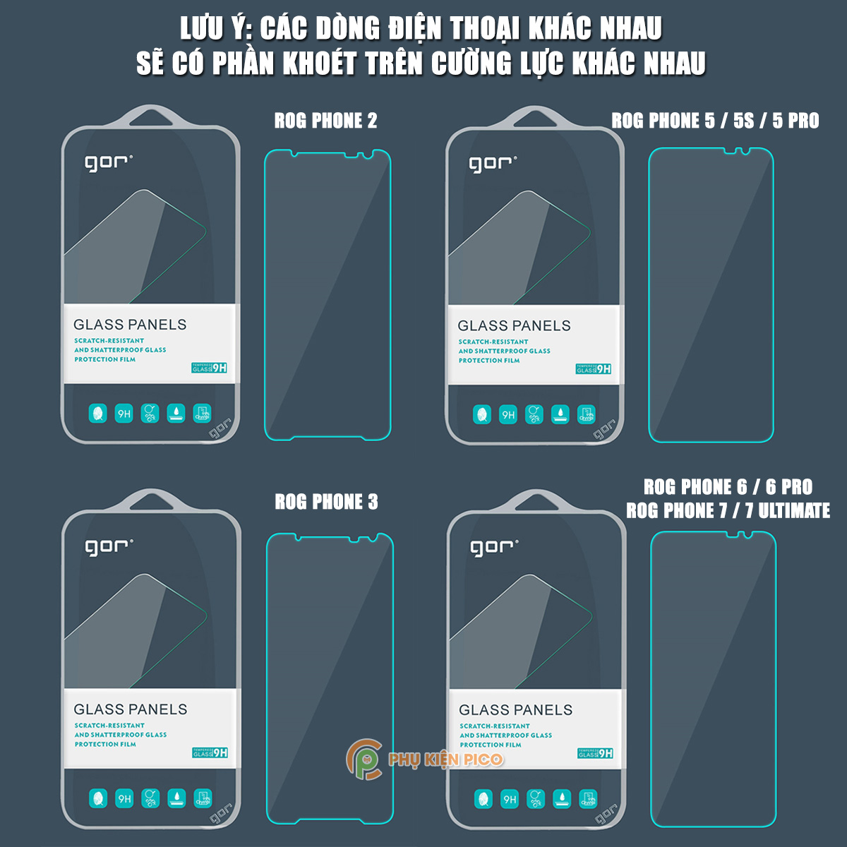 Cường lực Rog Phone 2 / Rog Phone 3 / Rog Phone 5 / Rog Phone 5s / Rog Phone 5 Pro / Rog Phone 6 / Rog Phone 2 / Rog Phone 7 / Rog Phone 8 full màn hình GOR - Dán màn hình Rog Phone 6 3 5 5pro