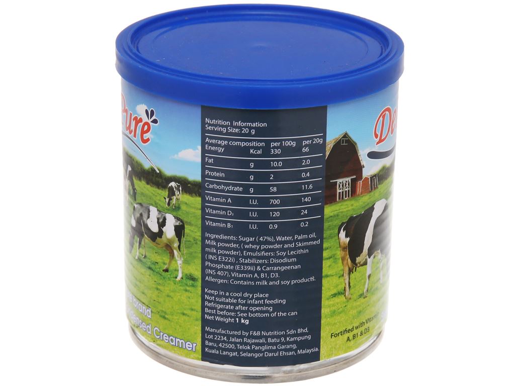 Sữa đặc có đường DeliPure lon 1kg/380gr