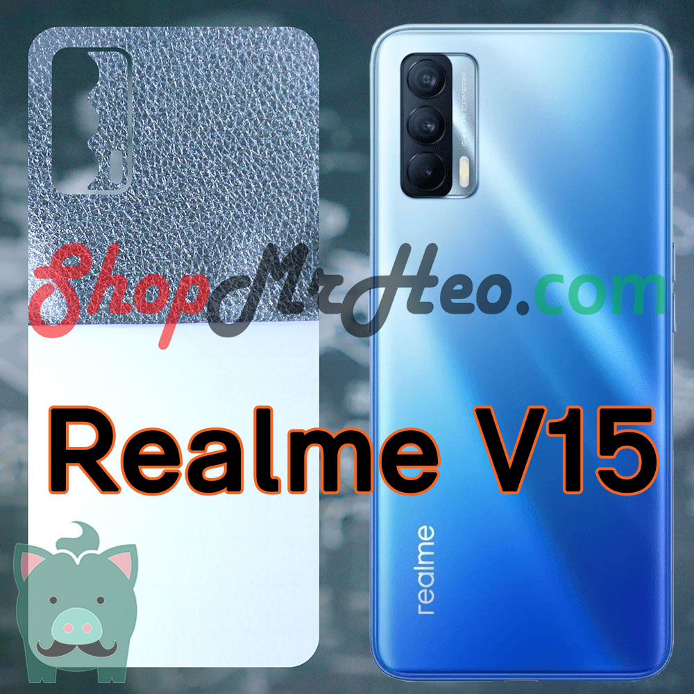 Skin Dán Mặt Sau Lưng Vân 3D Realme V15 (Carbon, Hình Hộp, Nhám, Vân Da)