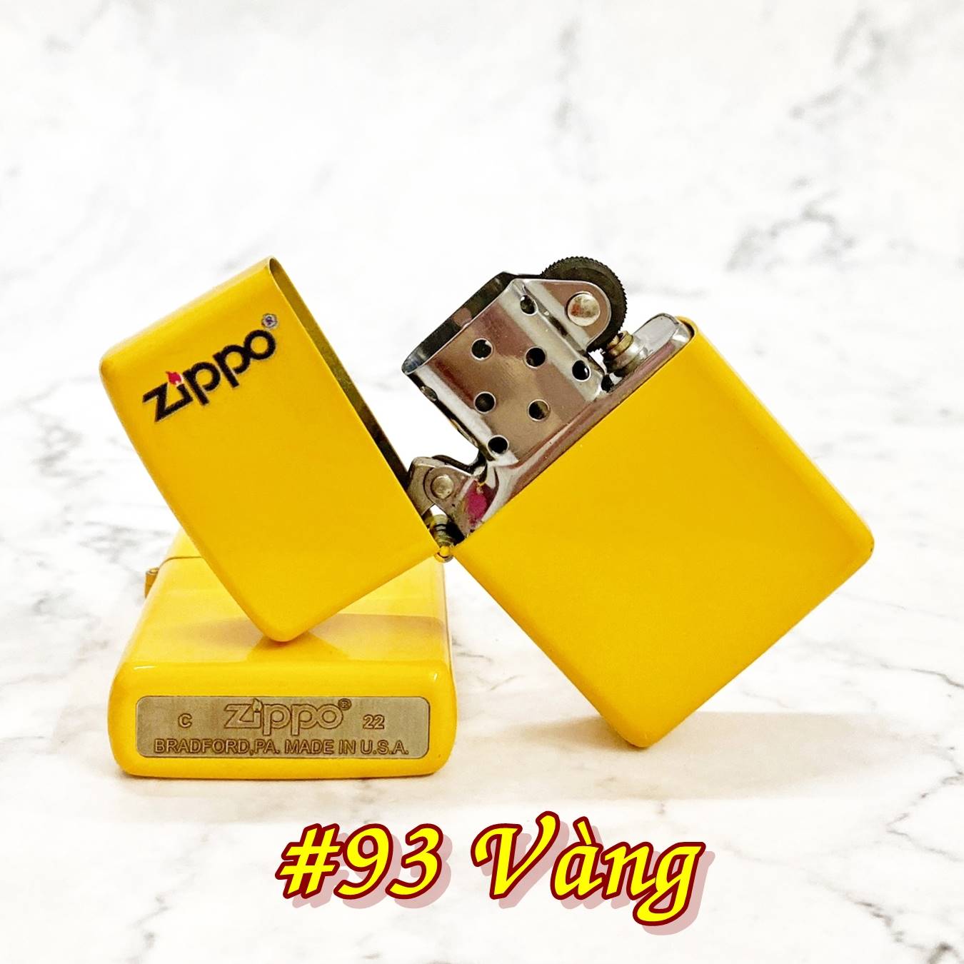 BẬT LỬA ZIPPO SƠN TĨNH ĐIỆN CÓ MỘC ĐÁY MÀU VÀNG