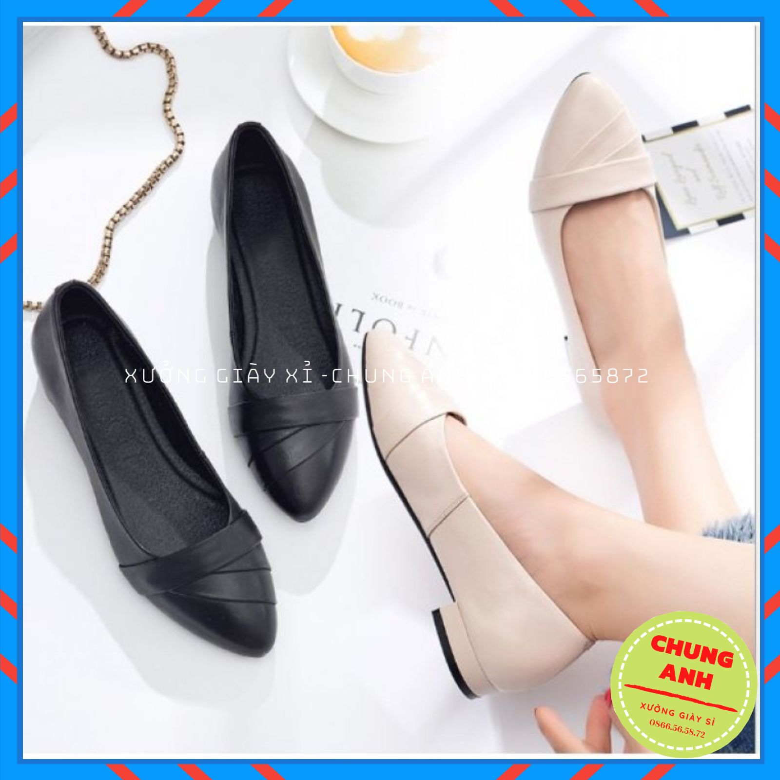 Giày búp bê nữ - giày công sở nữ đế bệt da lỳ cao cấp