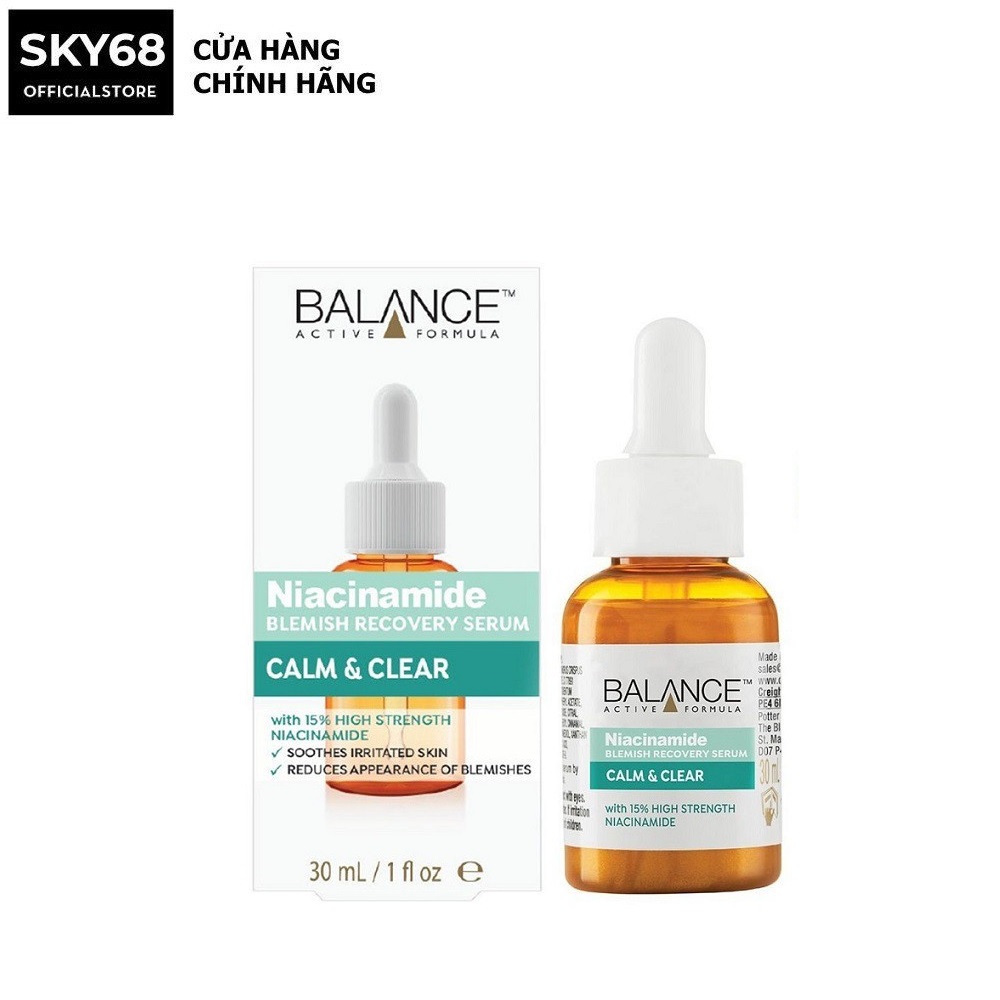 Serum Cấp Ẩm, Ngừa Mụn, Dưỡng Trắng, Mờ Thâm Balance Active Formula Niacinamide Blemish Recovery Serum 30ml