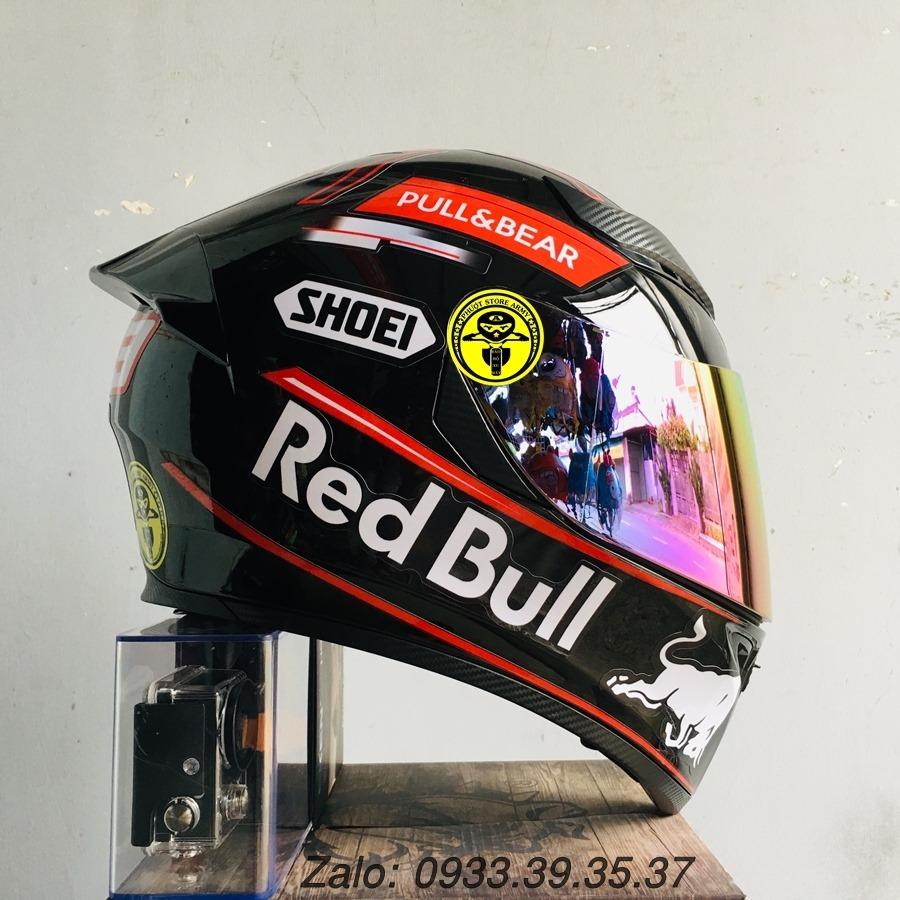 Mũ Fullface Royal 138B 1 kính đen bóng lên tem SHOEI REDBULL, bảo hành 12 tháng