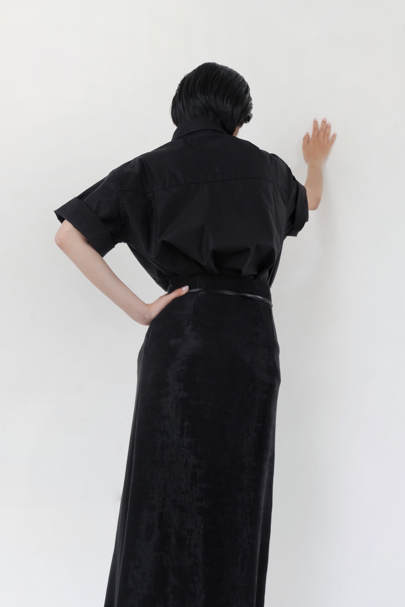 /ou'ba:d/ - ÁO SƠMI ĐEN tay ngắn, form oversize basic nam nữ S/M