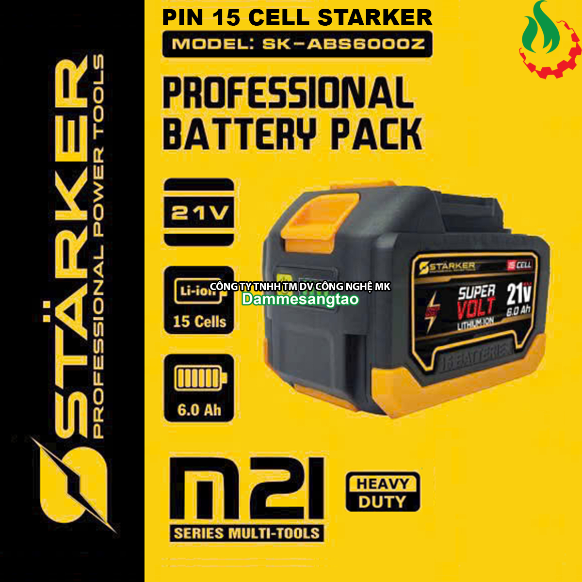 Pin STARKER 21V SK-LT6KPRO 15 Cell 6AH Chân pin Makita