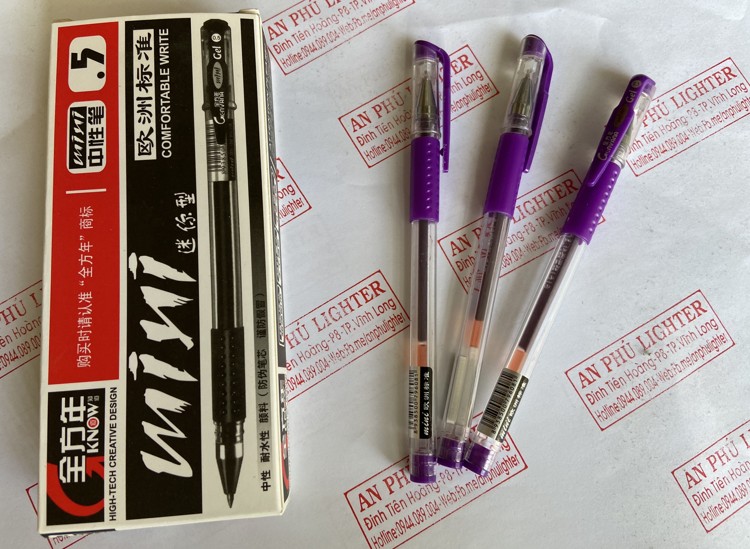 Viết gel mini xanh, đỏ, tím