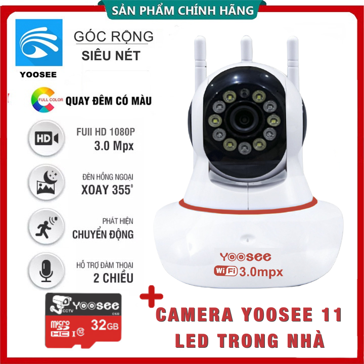 Camera IP YooSee WIFI Xoay 360 Độ Ban Đêm Có Màu Quan Sát Rõ Ngày Và Đêm FULL HD 1080p 2.0mpx Báo Động Chống Trộm Kèm Thẻ nhớ Chính Hãng