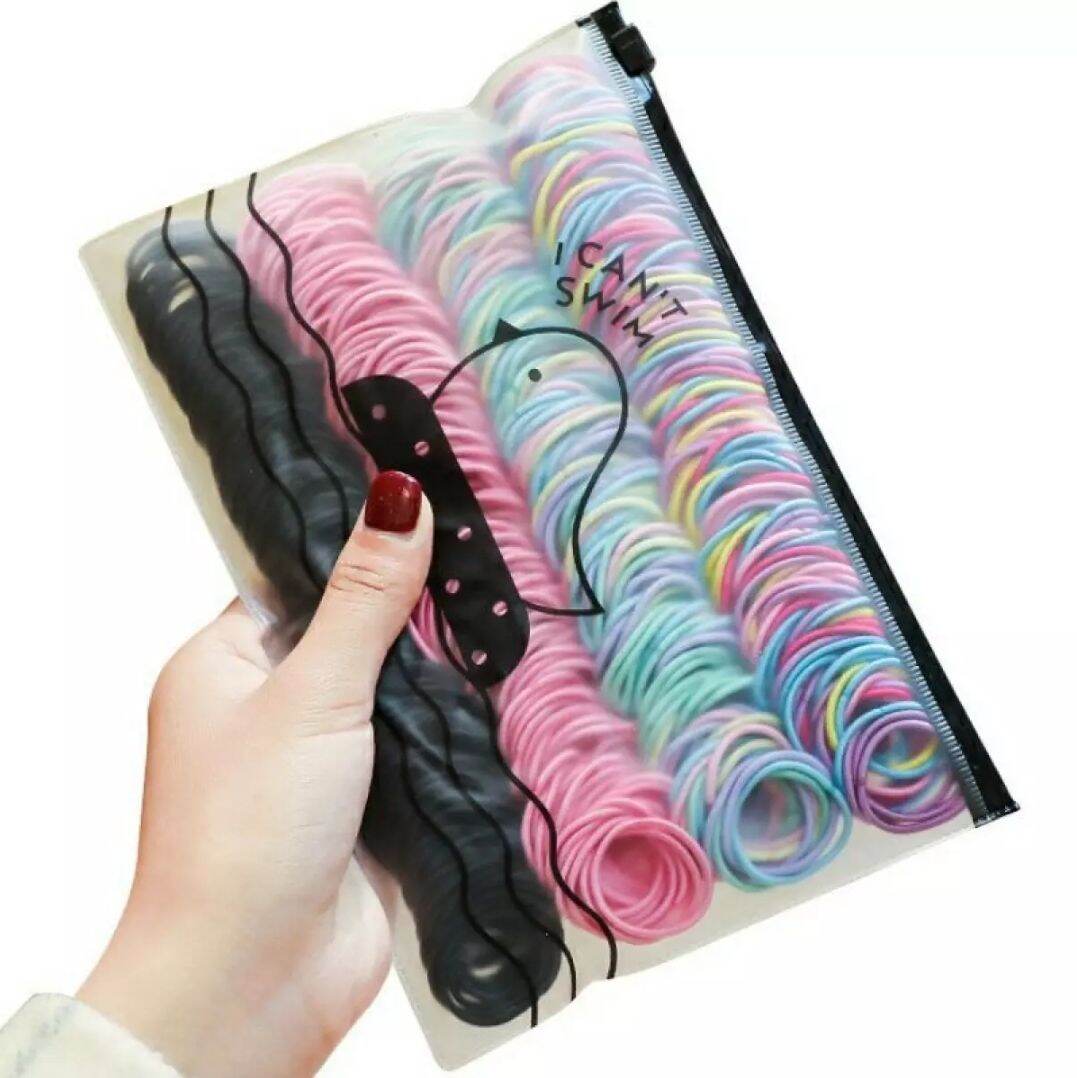 Set 100 dây cột tóc túi zip.