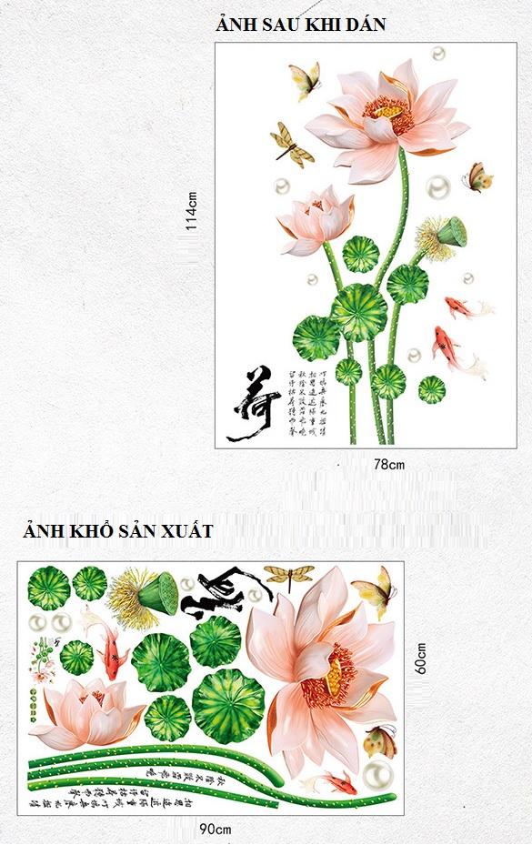 Decal dán tường Sen hồng- H59-flowerdecal-Scenedecal
