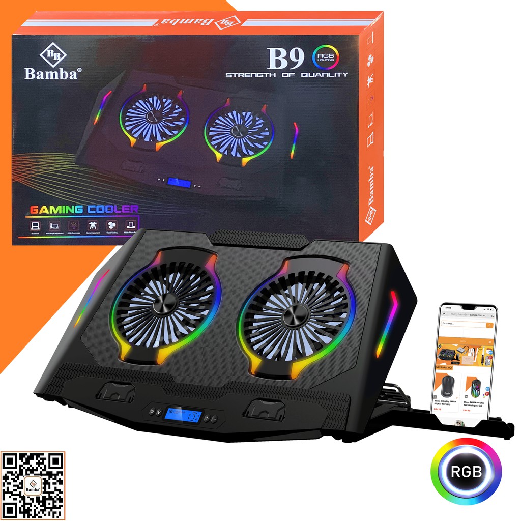 Đế tản nhiệt laptop led rgb bamba b9