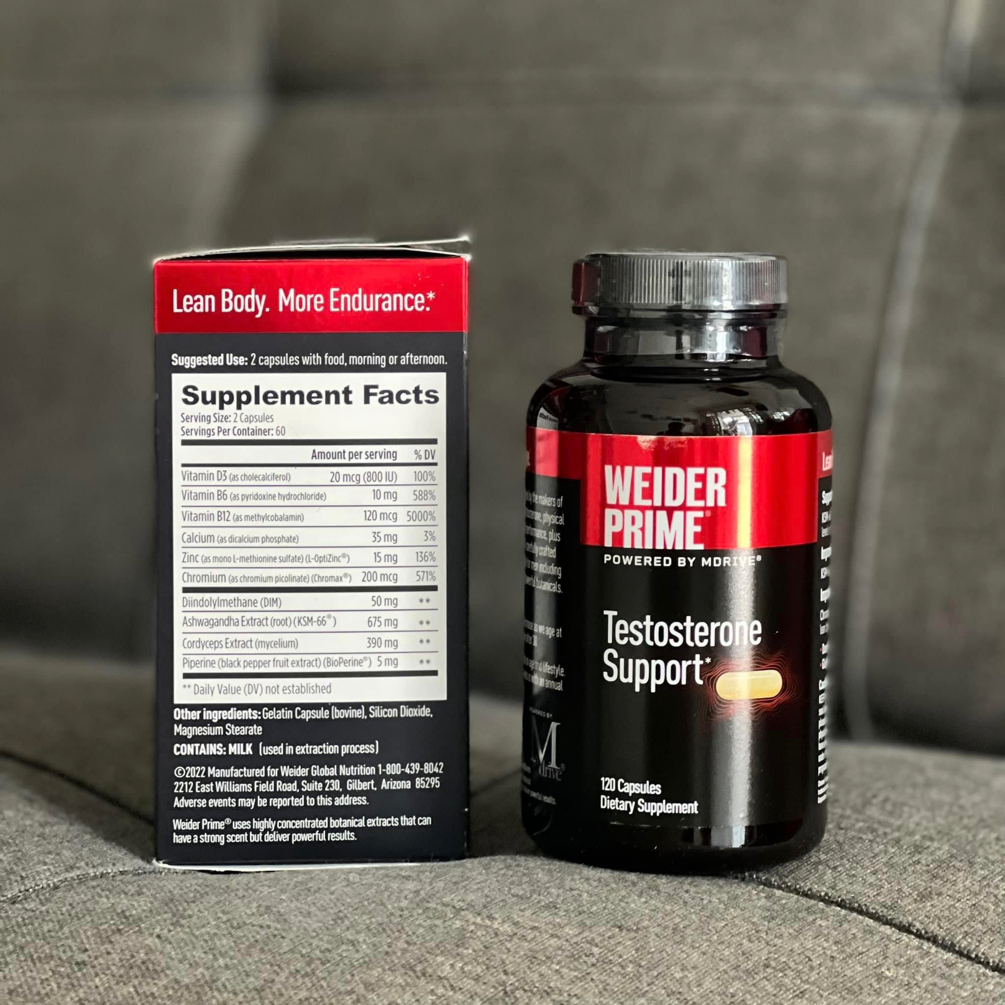 Weider prime testosterol support 120 viên