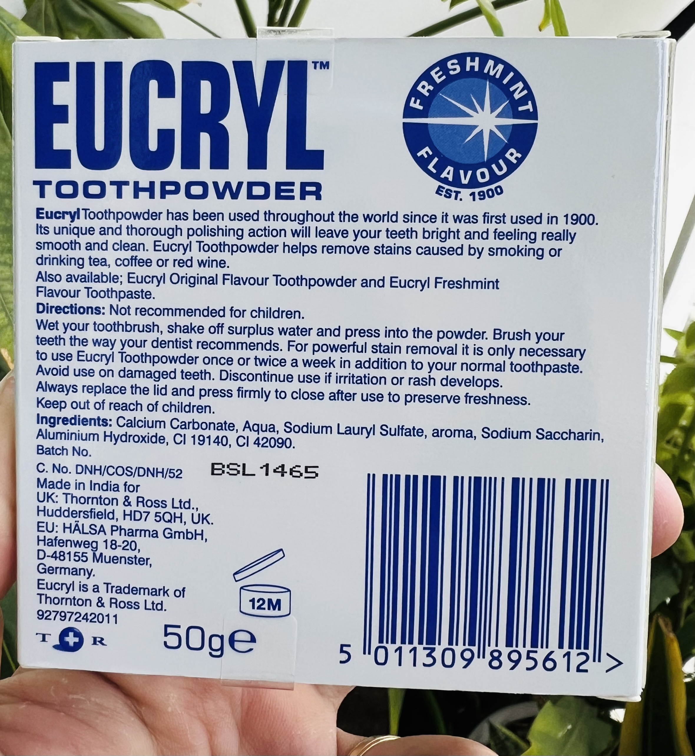 Bột tẩy trắng răng Eucryl 50g và Kem đánh trắng răng Eucryl 62g