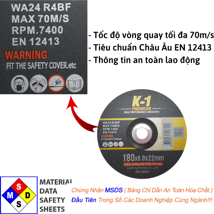 ĐÁ MÀI SẮT 180 | Đá mài K1 180 | Đá mài phi 180