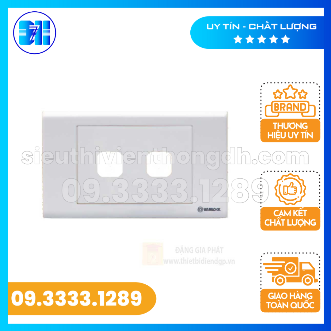 Mặt 2 cổng S18 Sino Vanlock lắp âm tường lỗ tròn