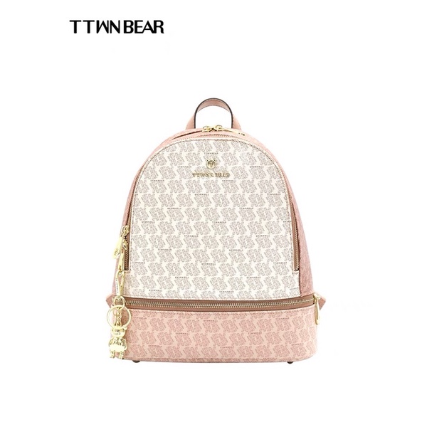 Ttwn Bear Balo Hồng Trắng Size 27cm - Sẵn Ship