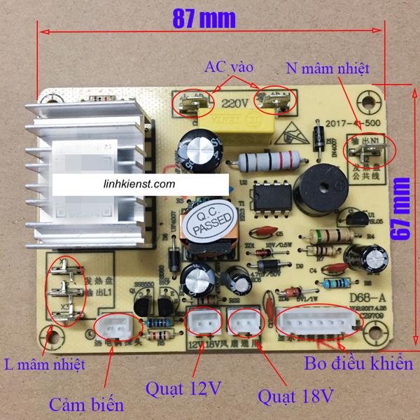 Bo mạch bếp hồng ngoại đa năng D68