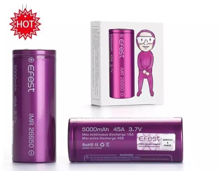 Pin sạc Efest IMR 26650 5000mAh 45A Flat top battery