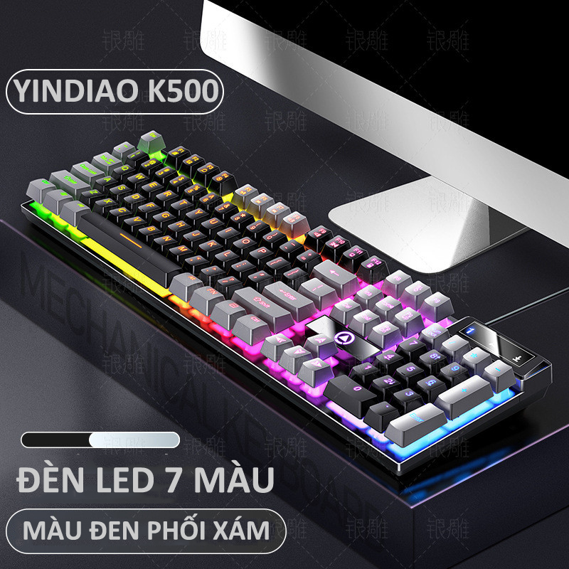 Bàn phím giả cơ YINDIAO K500 đa dạng màu sắc kèm theo đèn led 7 màu xuyên phím dành cho game thủ