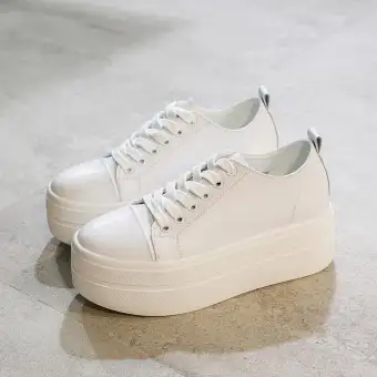 white leather platform shoes