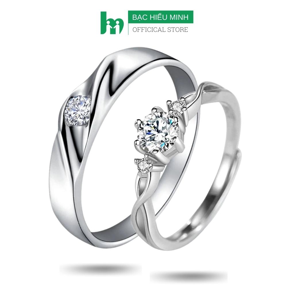 Nhẫn đôi bạc nhẫn cặp bạc - kết nối yêu thương - bạc hiểu minh nc636