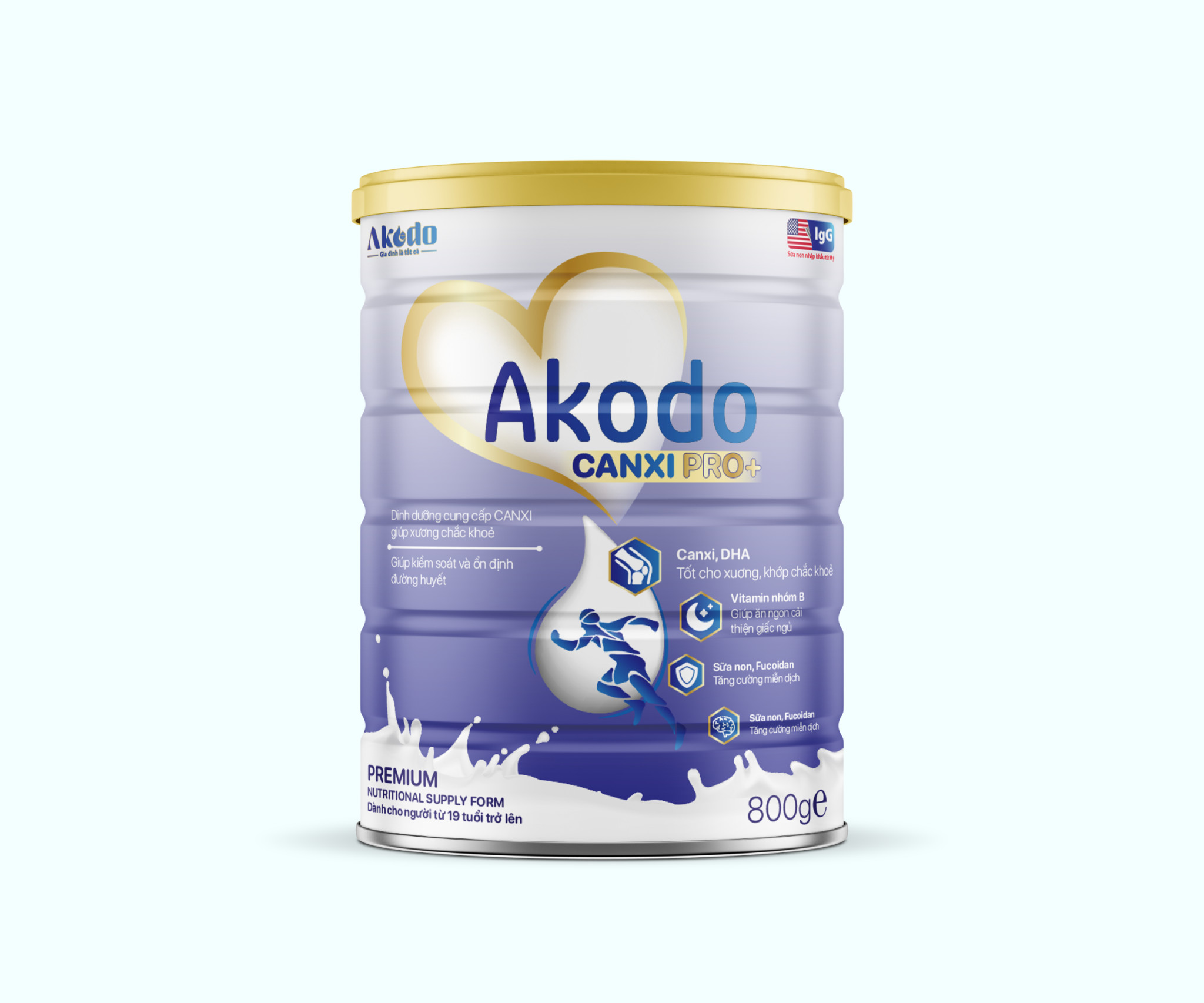 Sữa Akodo Canxi Pro hộp 900g