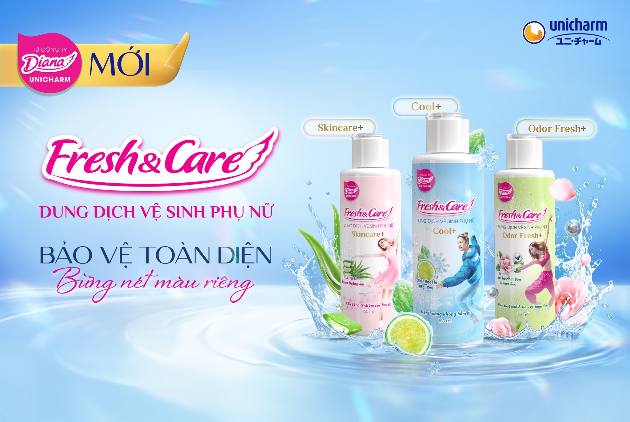 Dung Dịch Vệ Sinh Phụ Nữ Diana FRESH & CARE 150ml/250ml