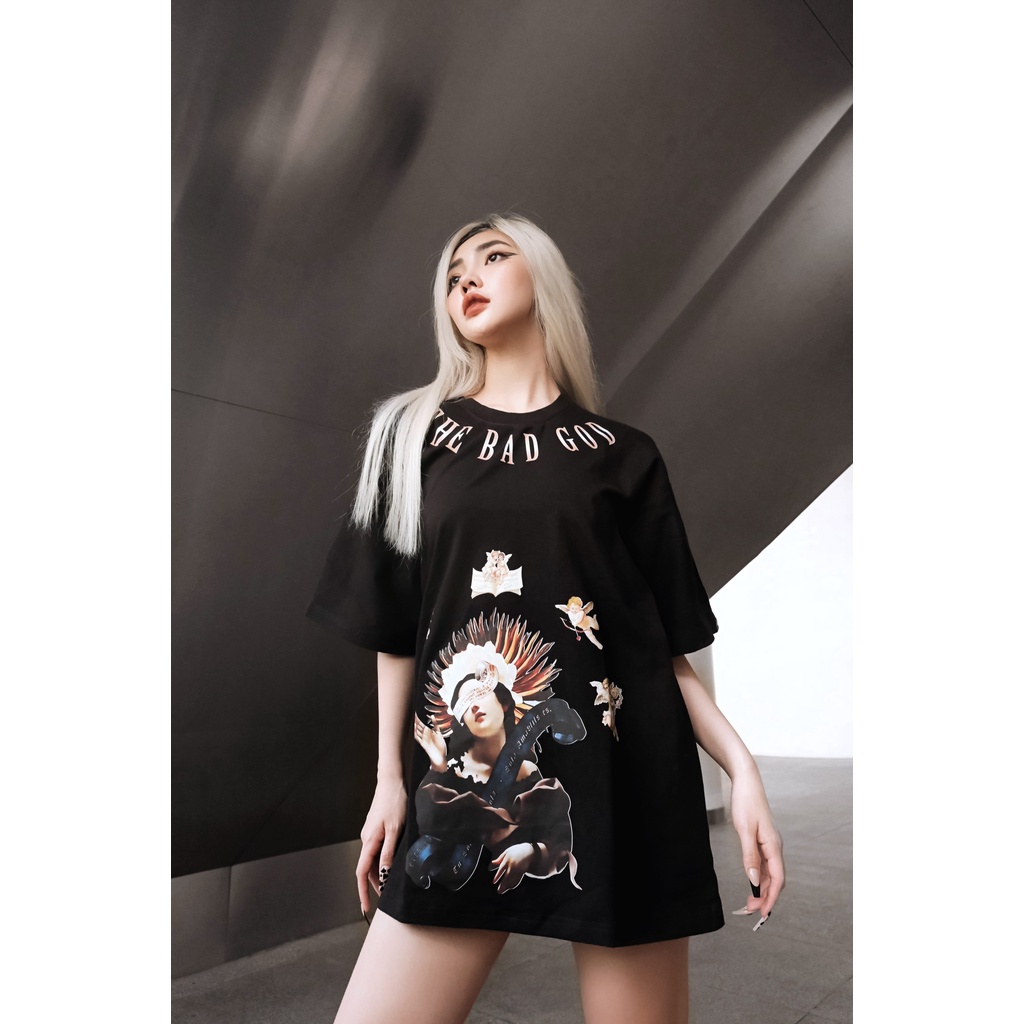 LUCKÁo thun tay lỡ The Bad God Mother Angles tee