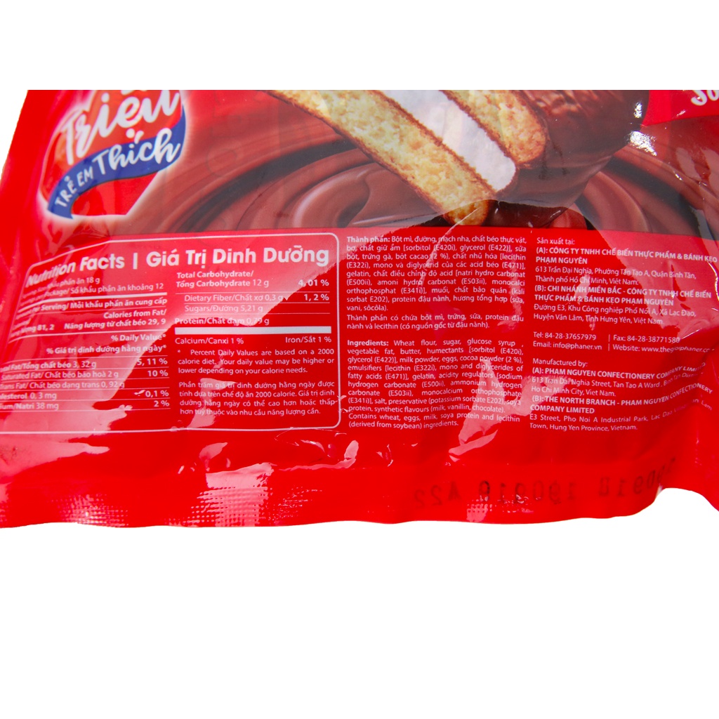 Bánh phủ socola Choco PN - Thương hiệu số một 216g | Bánh ăn vặt Socola | Đồ ăn vặt