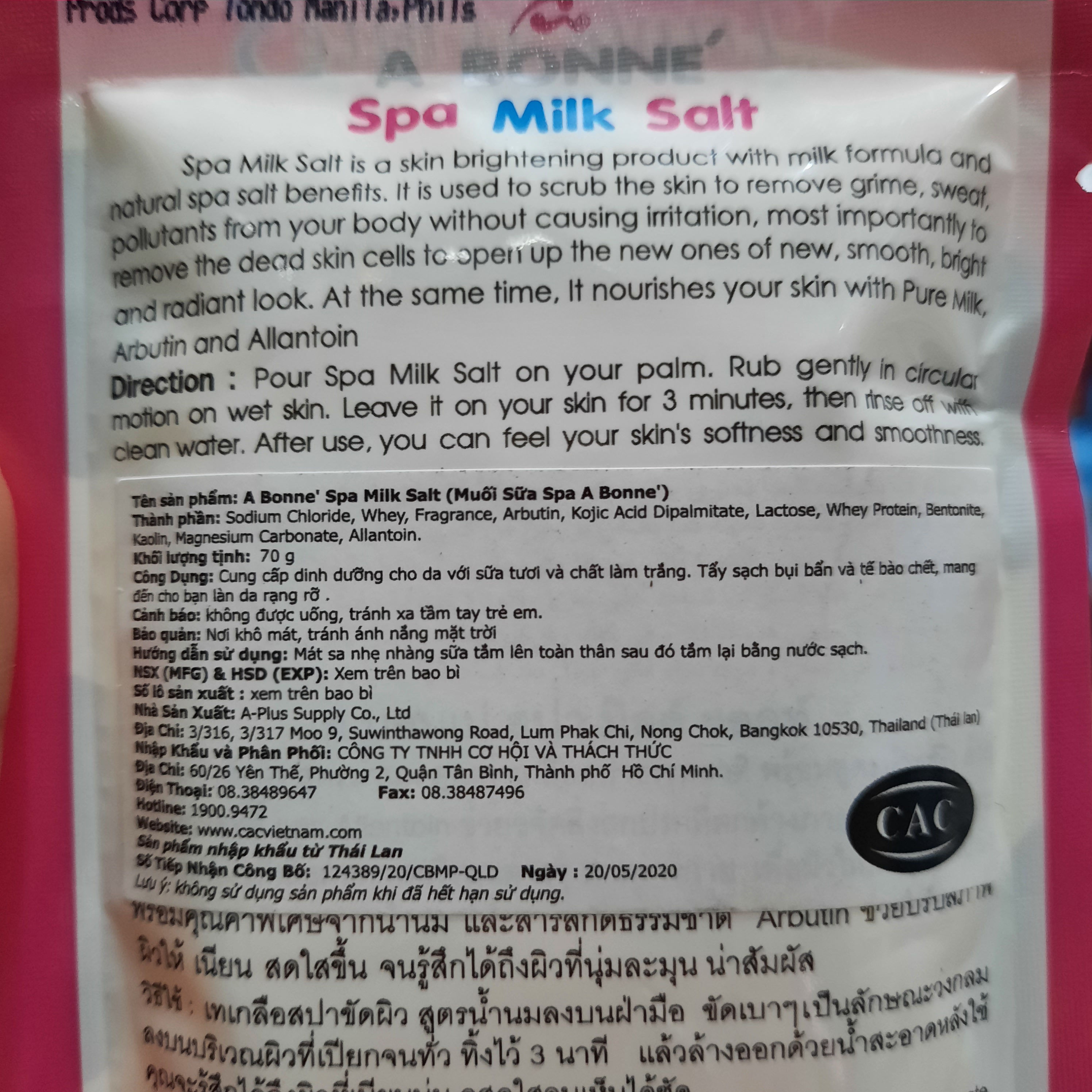 Muối sữa spa A Bonne Triple White 70g