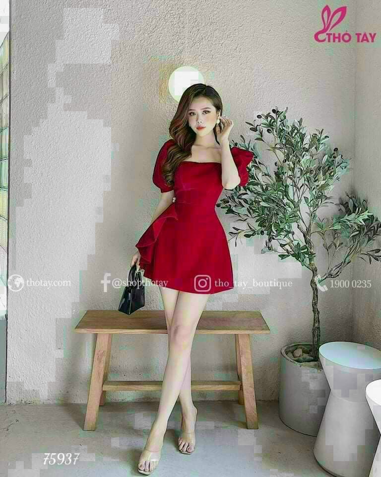 Đầm nữ vintage thiết kế dự tiệc, đầm nữ thiết kế xinh lung linh TH