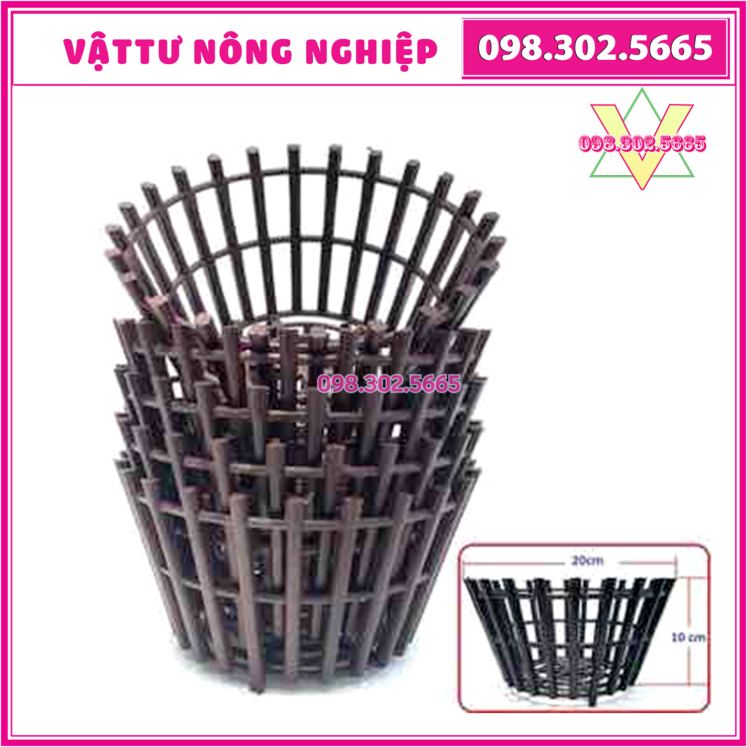 5 CHẬU NHỰA GIẢ GỖ TRỒNG LAN 20X10CM