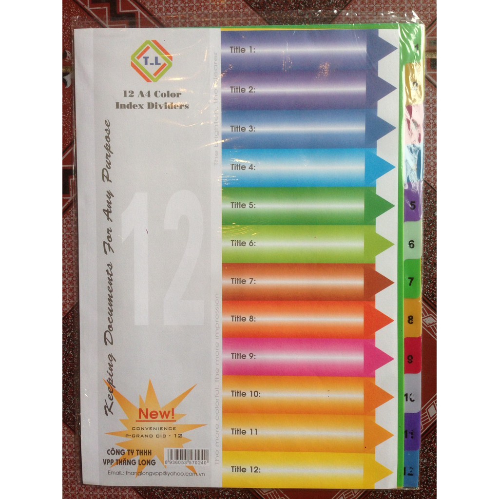 Combo 10 Tập Chia File Nhựa 12 Lá Có Số