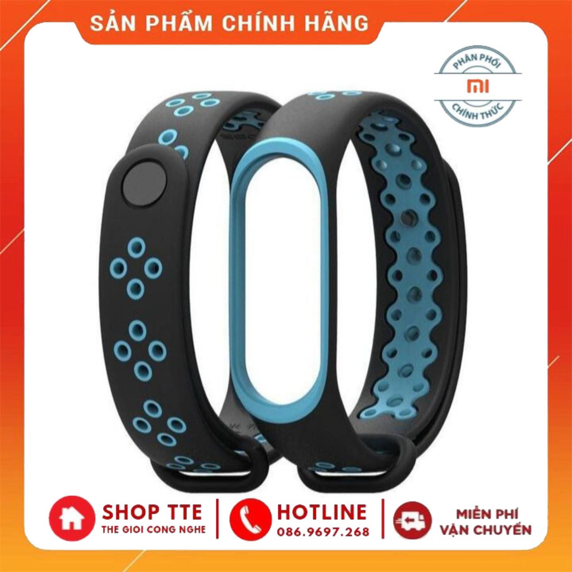 MIBAND 3/4 Dây Thay Thế Đồng Hồ - Dáng thể thao (Đen - Xanh Dương) - TTE
