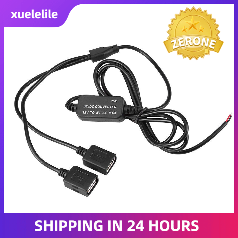 DC-DC 12V to 5V USB Voltage Converter 3A Double USB Converter Voltage Step Down Regulator for Car GPS Smartphone