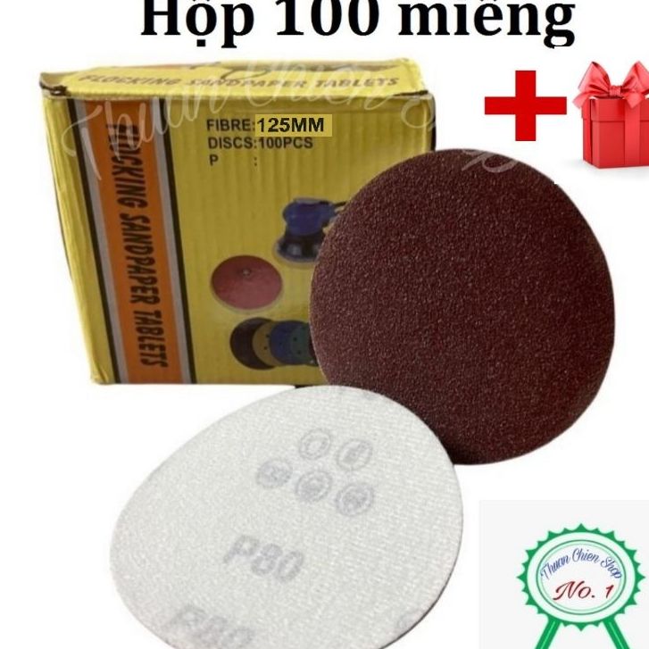 HỘP GIẤY CHÀ NHÁM DÍNH TRÒN 125 MM [1 HỘP/100 TỜ]