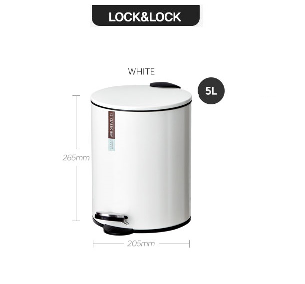 Thùng rác Lock&Lock sơn tĩnh điện có đạp chân 5 lít BYP102