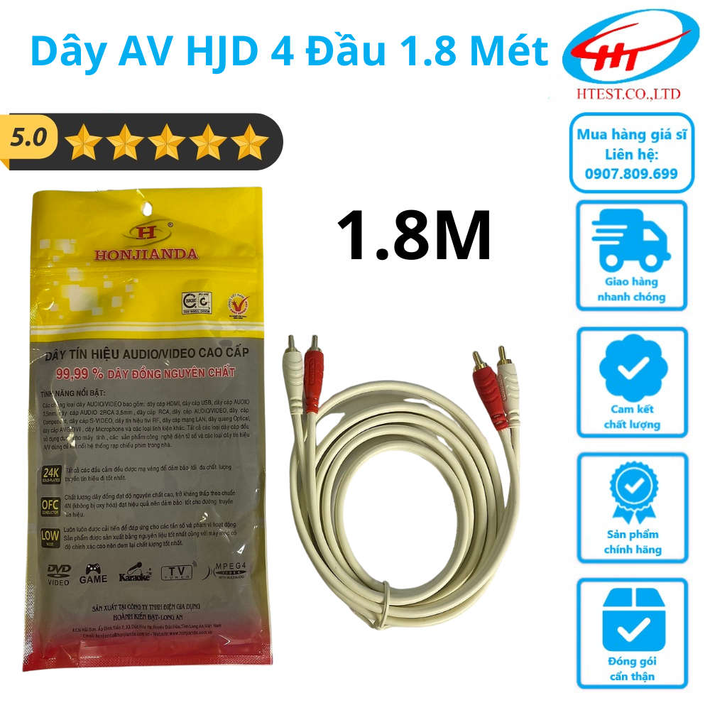 DÂY AV 4 ĐẦU HJD 1,8 MÉT ĐỒNG NGUYÊN CHẤT - SP000009